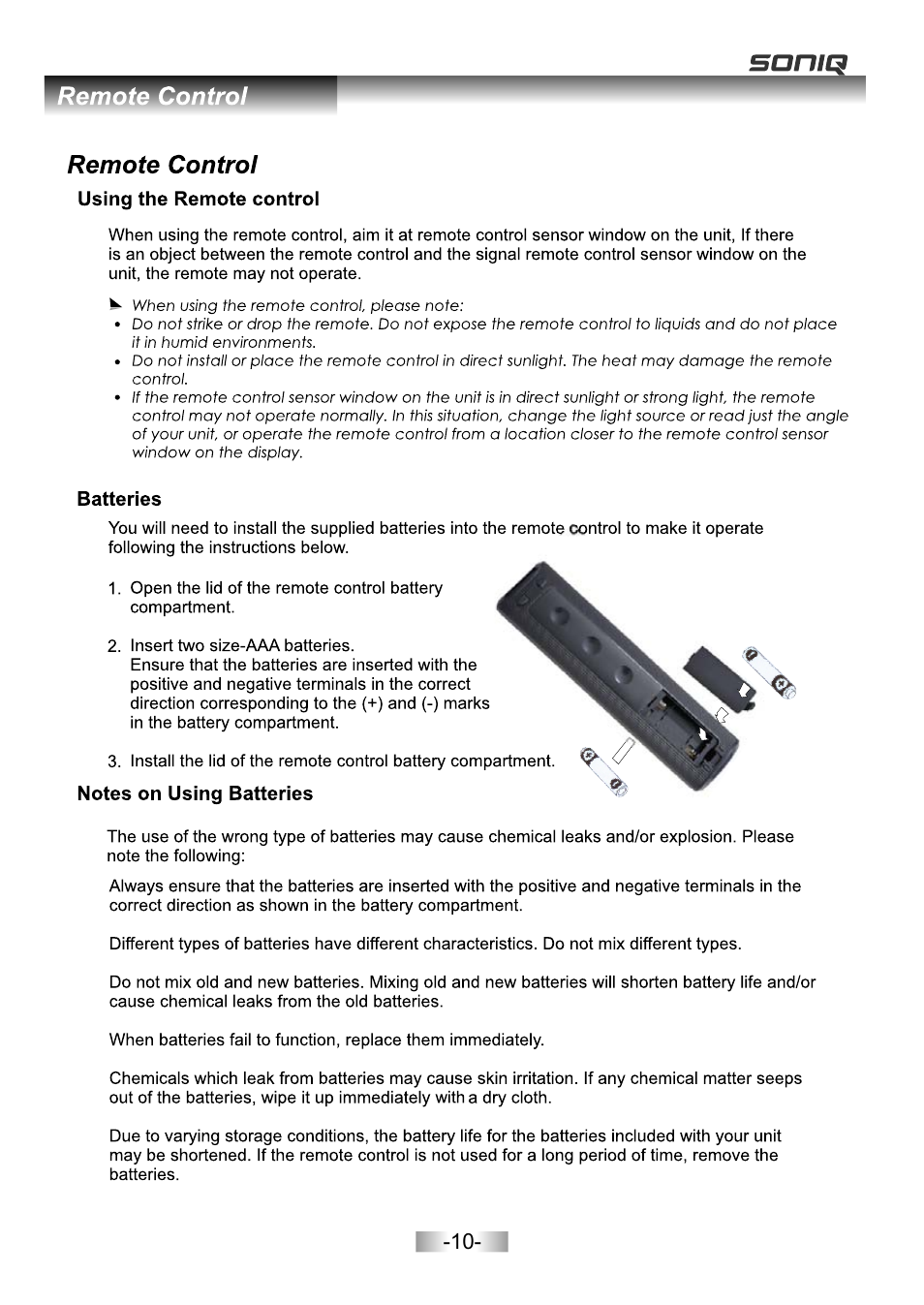 页面 12 | SONIQ L32V11B User Manual | Page 11 / 37