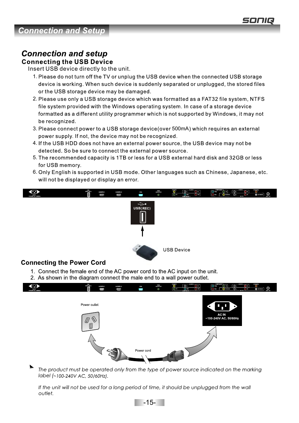 页面 17 | SONIQ L32V11B User Manual | Page 16 / 37