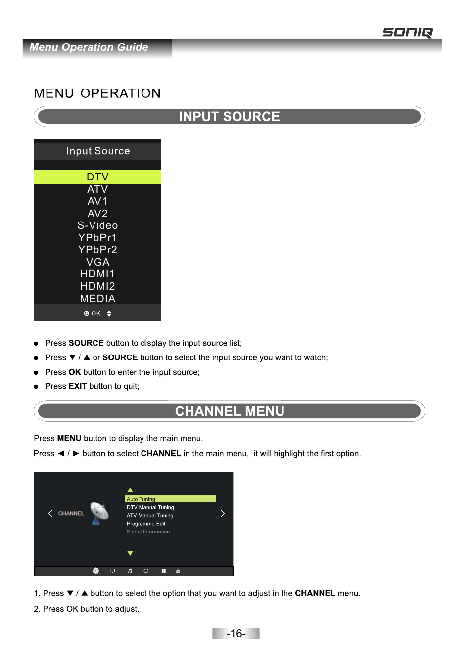 页面 18 | SONIQ L32V11B User Manual | Page 17 / 37