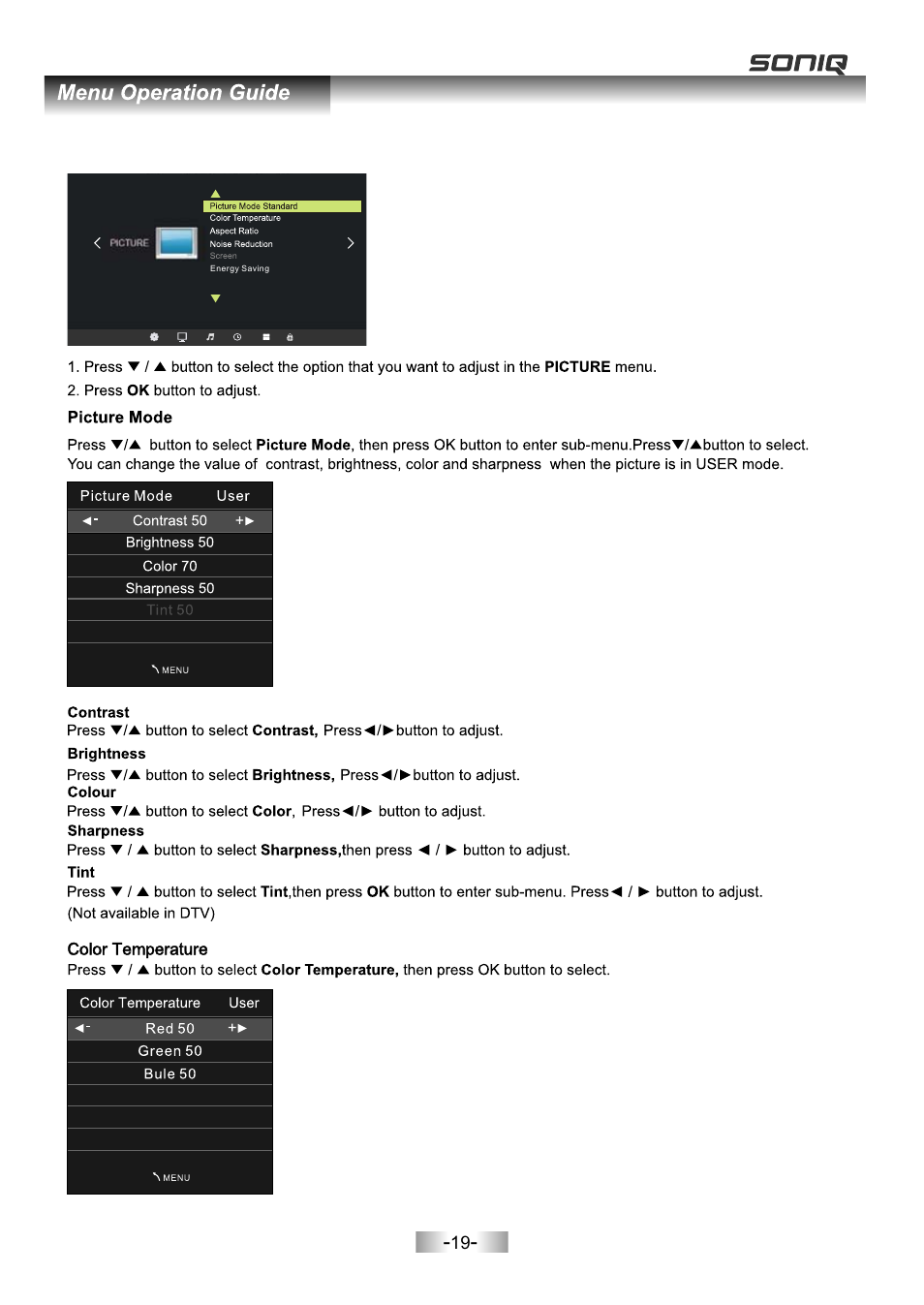 页面 21 | SONIQ L32V11B User Manual | Page 20 / 37