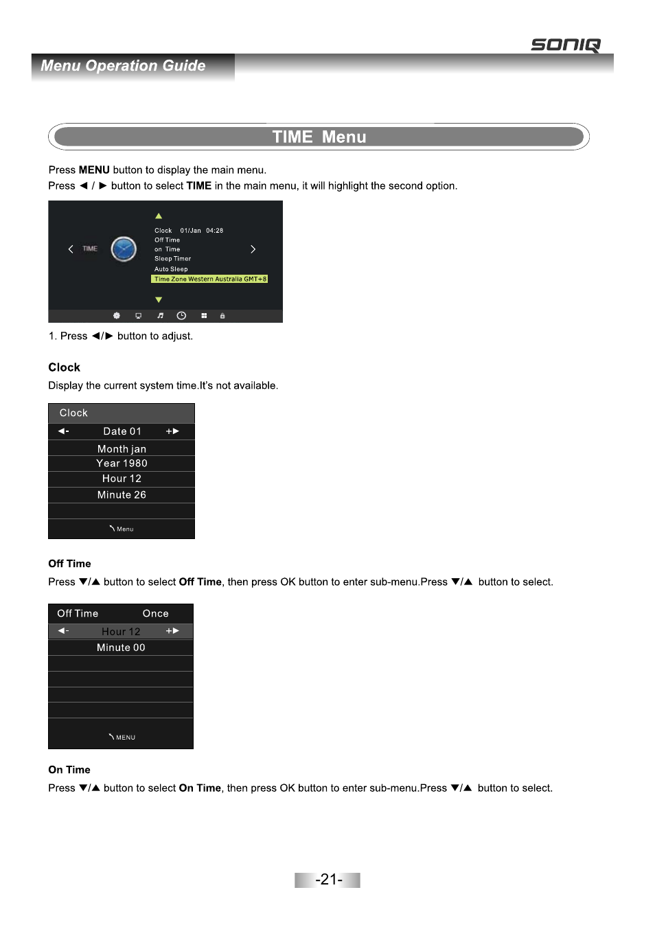 页面 23 | SONIQ L32V11B User Manual | Page 22 / 37