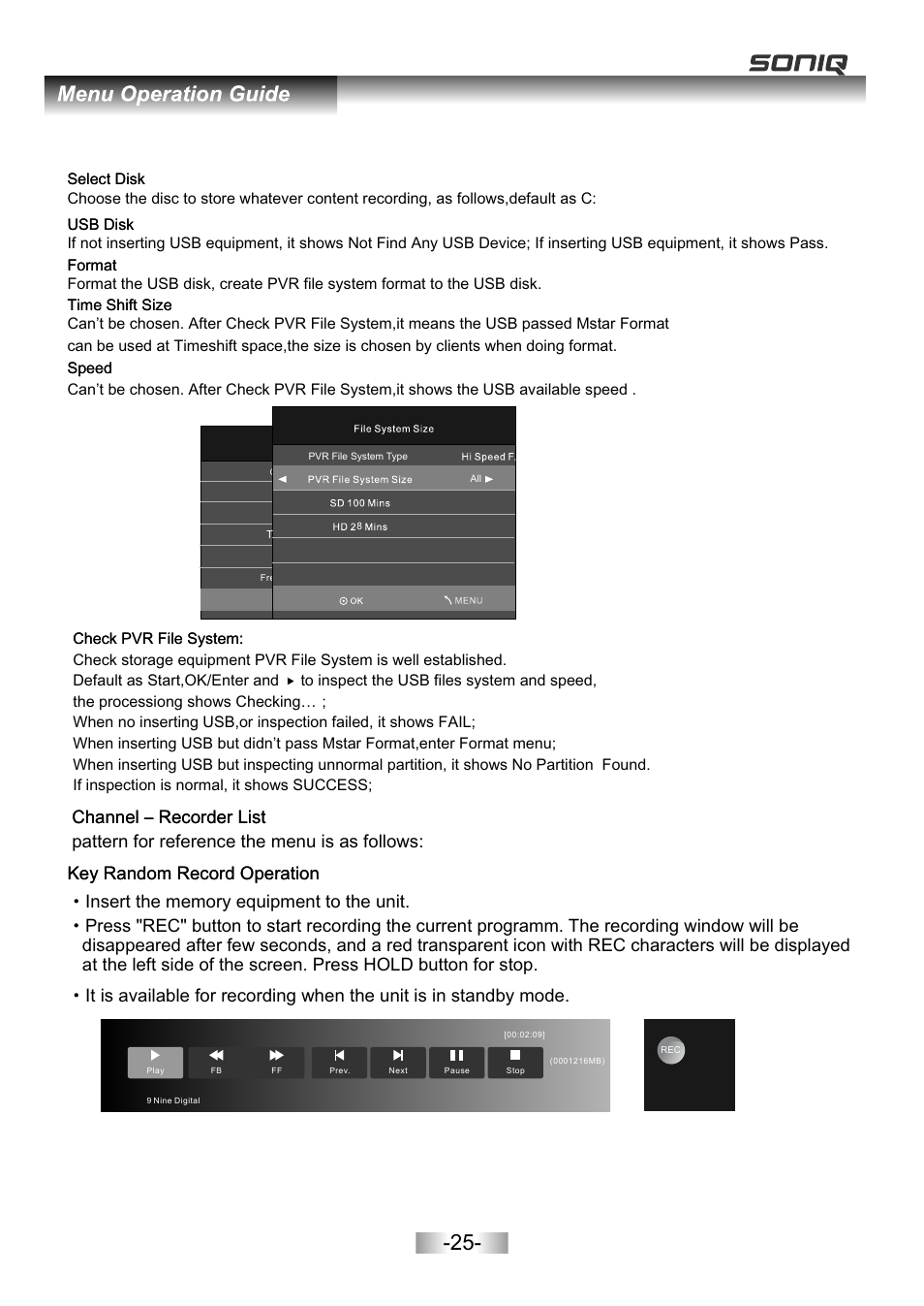 页面 27, Key random record operation | SONIQ L32V11B User Manual | Page 26 / 37