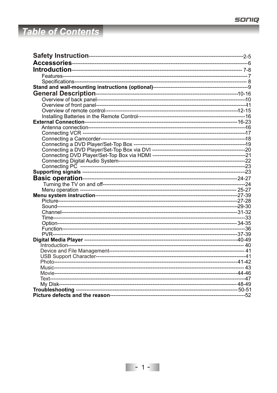 SONIQ L32V11D-NZ User Manual | Page 3 / 55