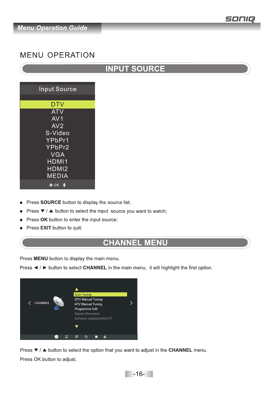 页 18 | SONIQ L42V11A User Manual | Page 18 / 38