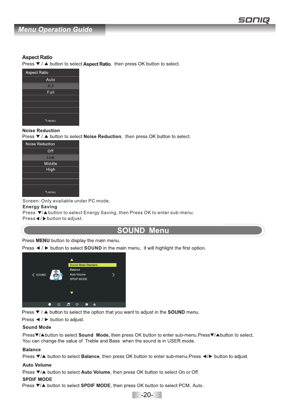 页 22 | SONIQ L42V11A User Manual | Page 22 / 38