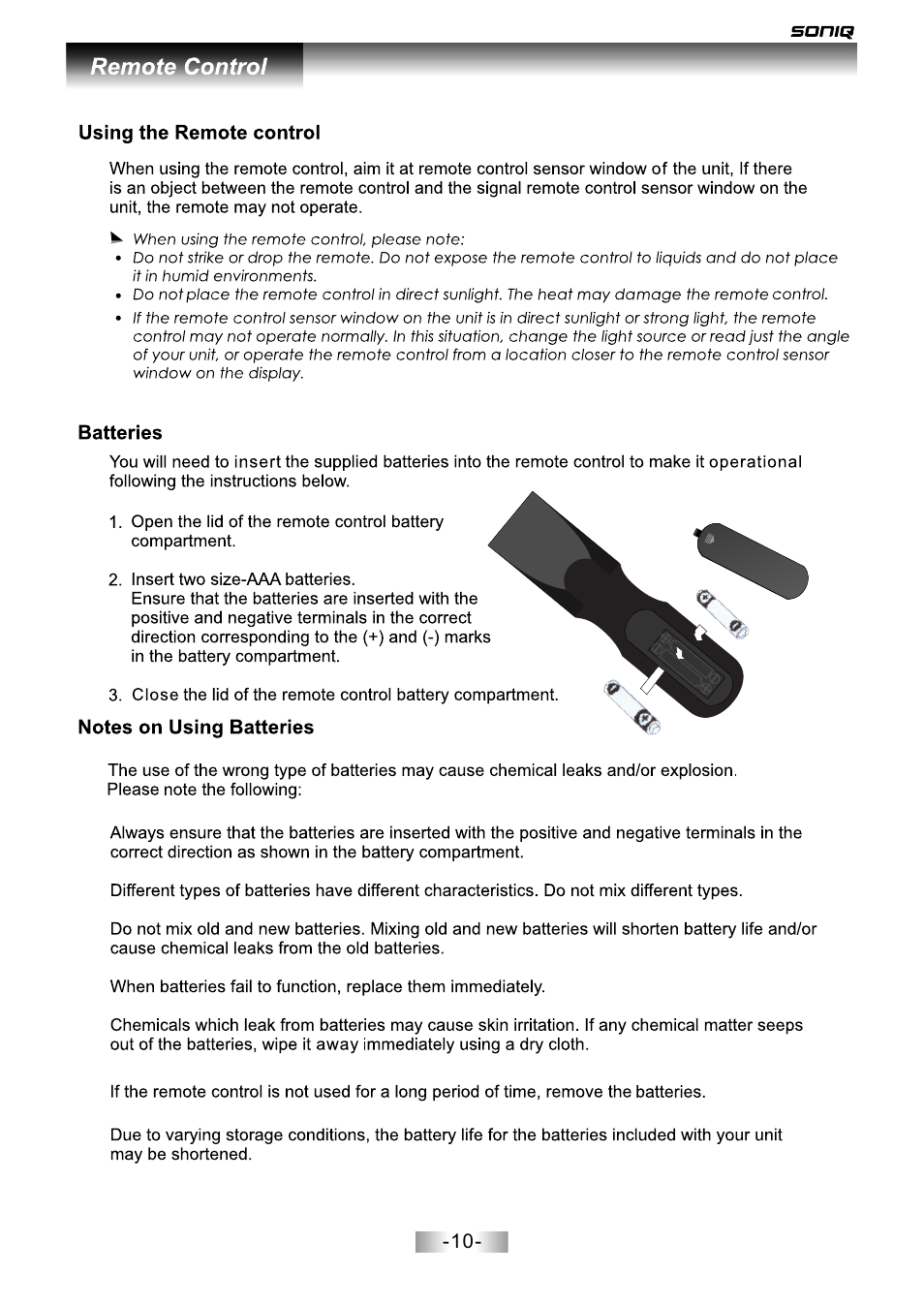 页面 11 | SONIQ L42V12A User Manual | Page 11 / 33