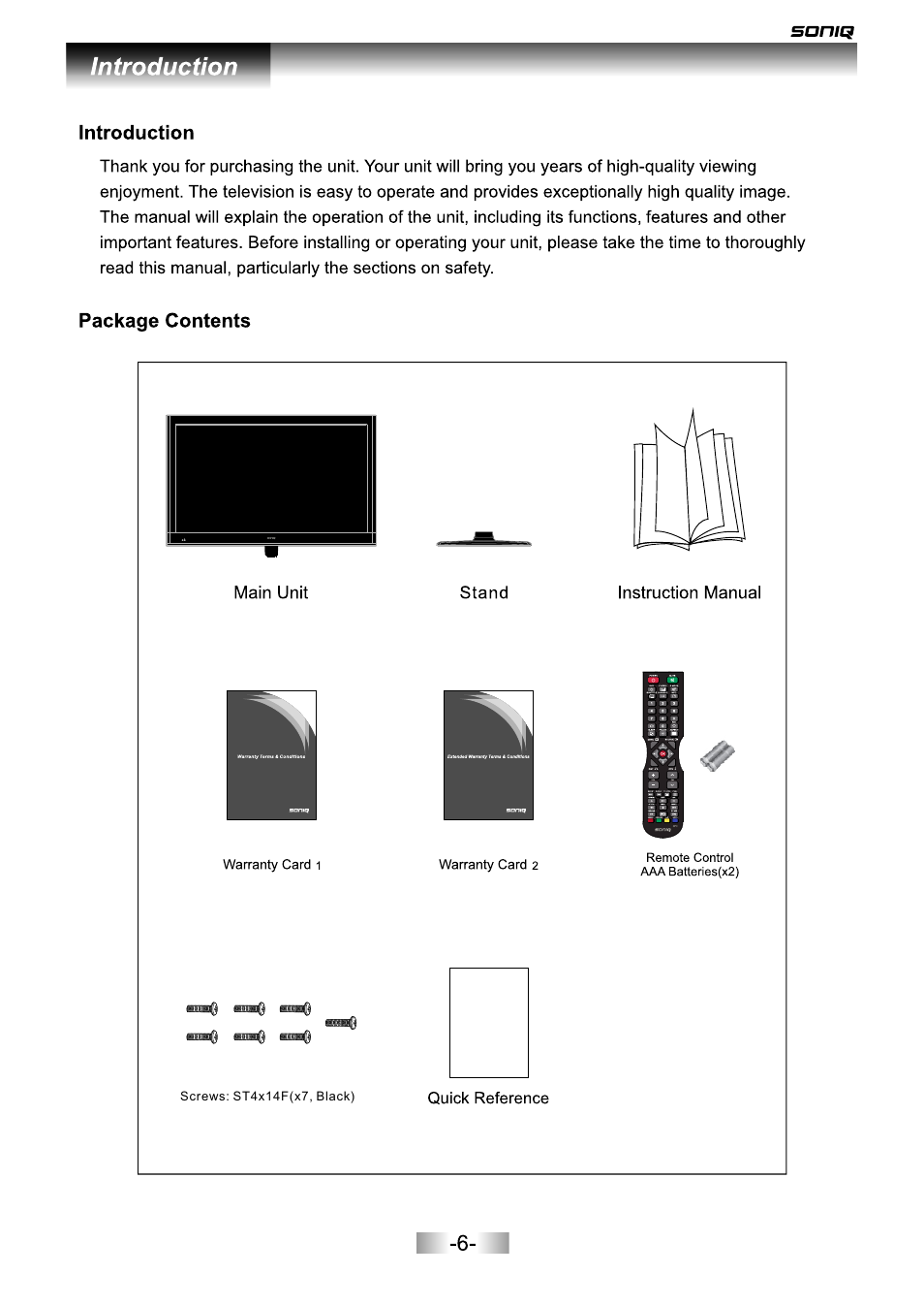 页面 7 | SONIQ L42V12A User Manual | Page 7 / 33