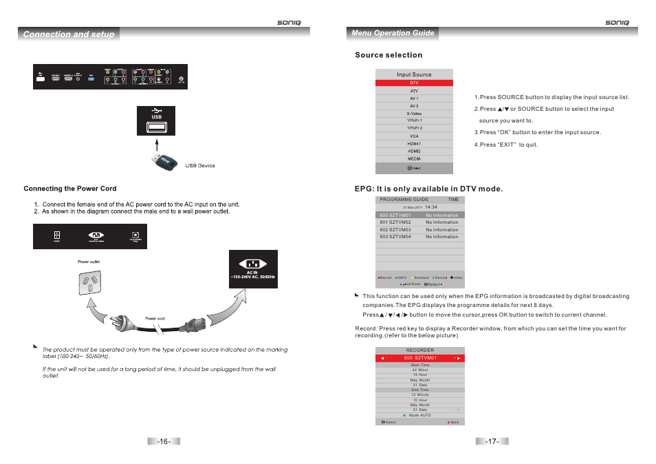 Epg: it is only available in dtv mode | SONIQ L60U11A-AU User Manual | Page 10 / 26