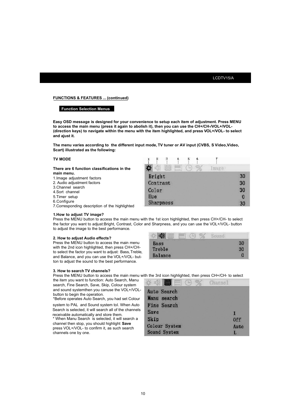 SONIQ LCDTV15 User Manual | Page 11 / 13