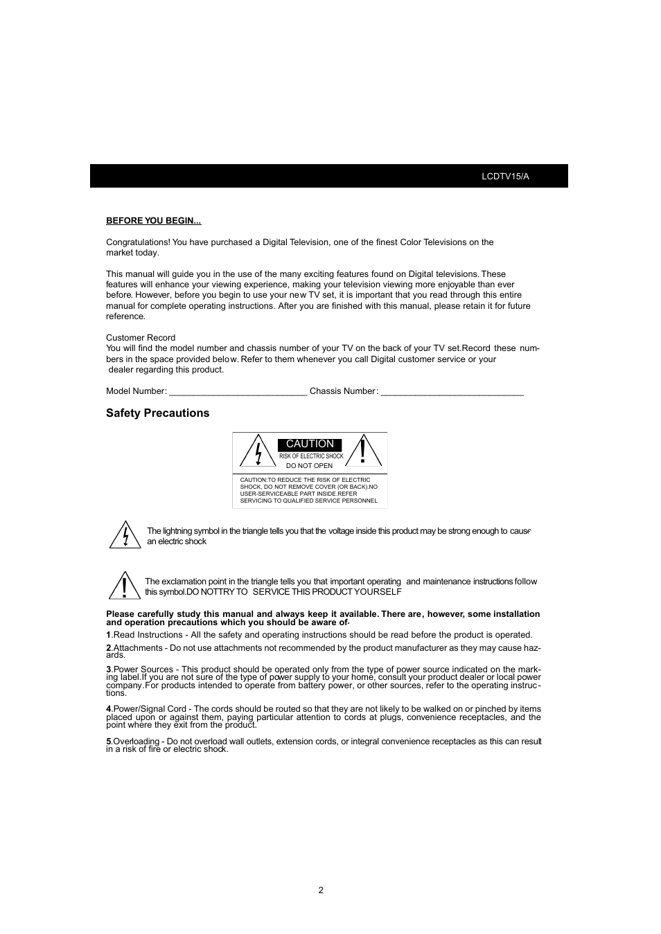 SONIQ LCDTV15 User Manual | Page 3 / 13