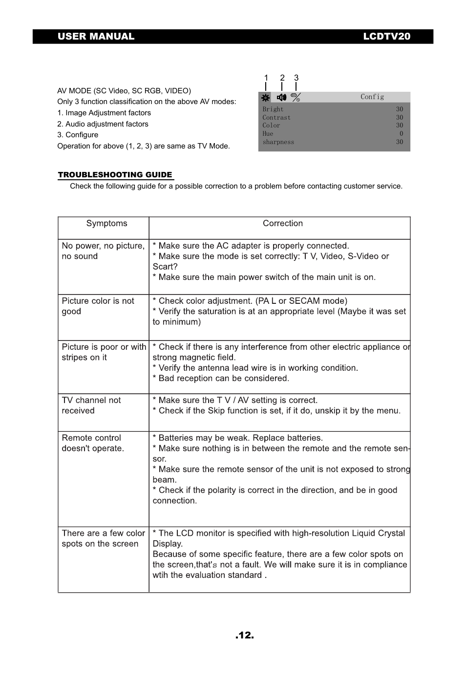 SONIQ LCDTV20 User Manual | Page 13 / 13
