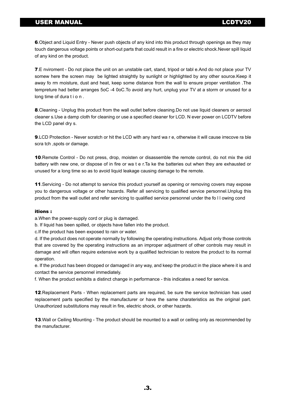 SONIQ LCDTV20 User Manual | Page 4 / 13