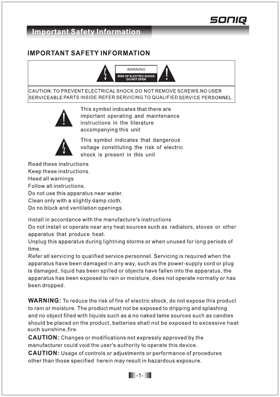 SONIQ M102 User Manual | Page 2 / 8