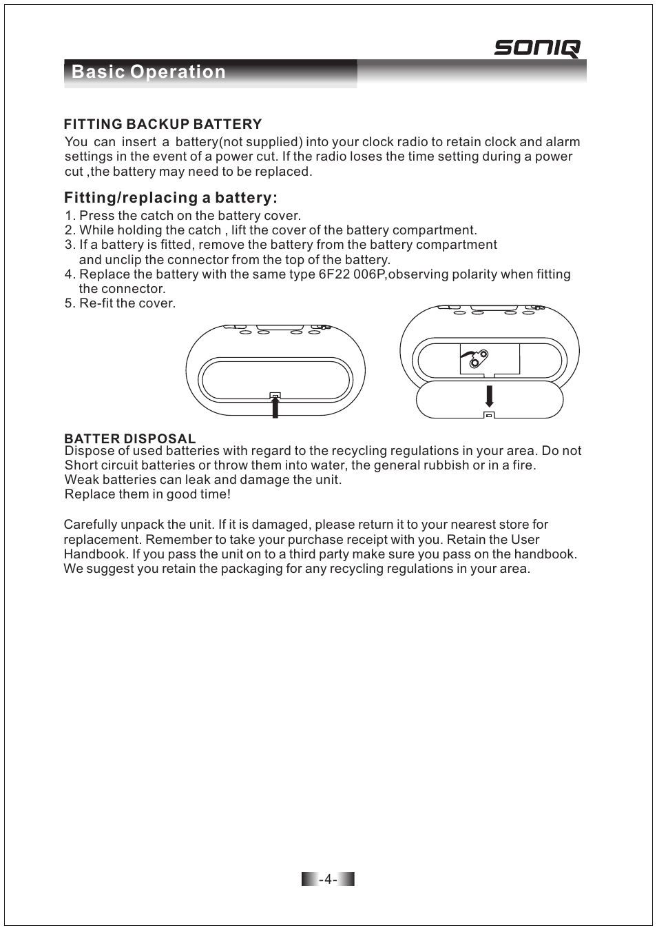 Basic operation | SONIQ M102 User Manual | Page 5 / 8