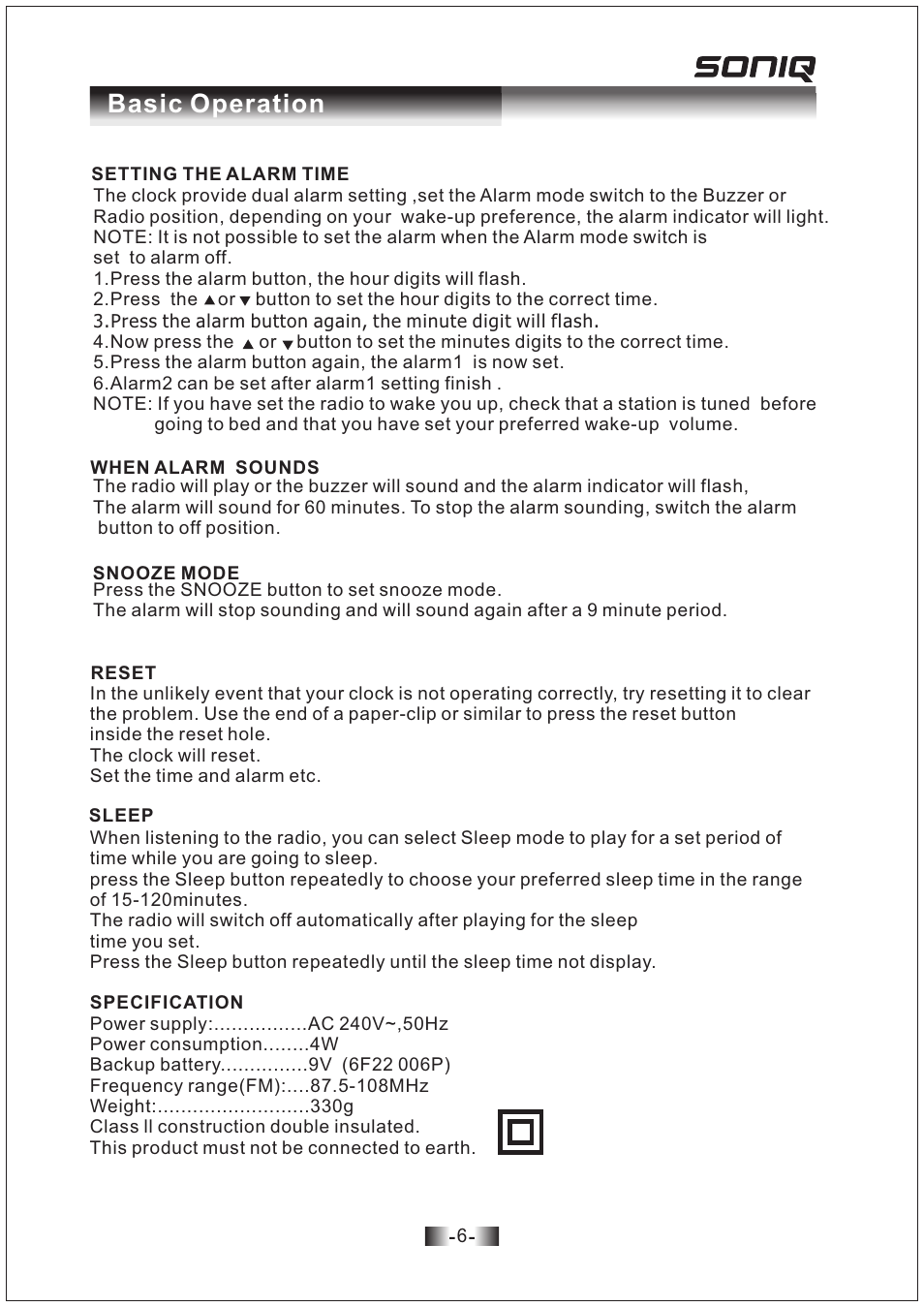 Basic operation | SONIQ M102 User Manual | Page 7 / 8