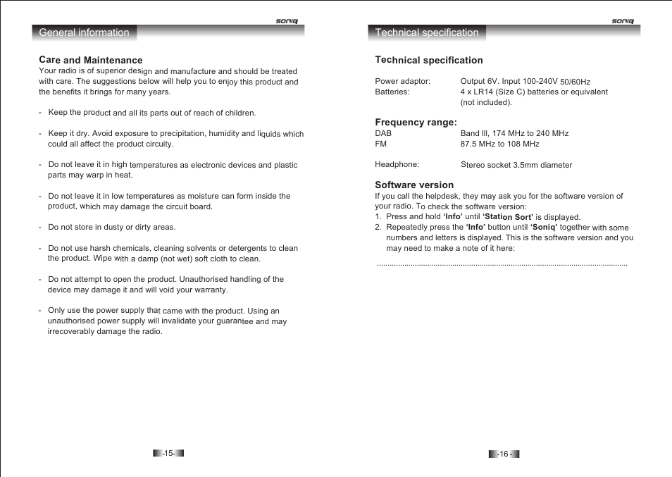 SONIQ M200 User Manual | Page 9 / 9