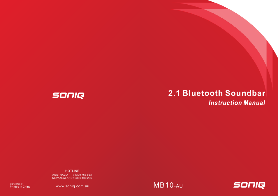 SONIQ MB10 User Manual | 7 pages
