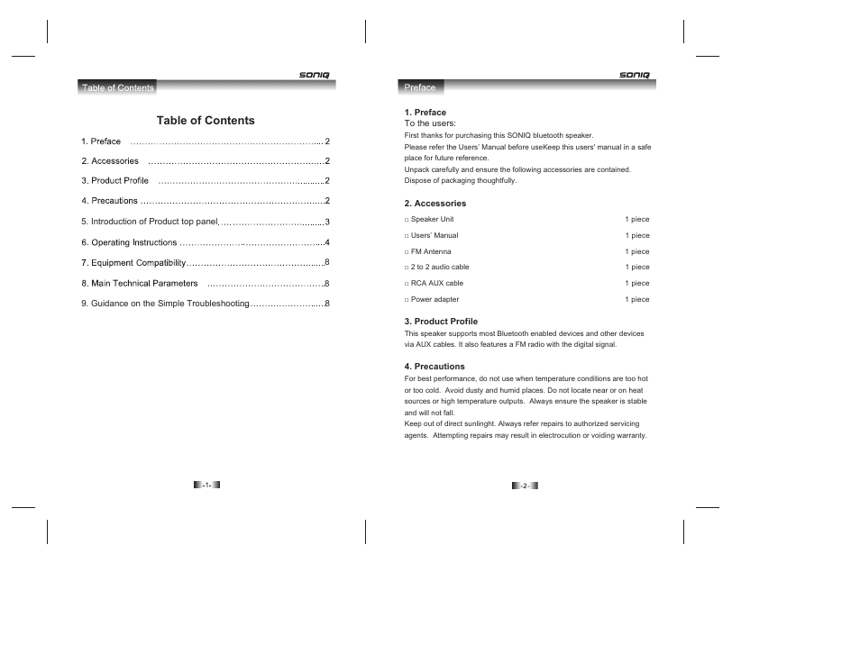 SONIQ MB205 User Manual | Page 2 / 6