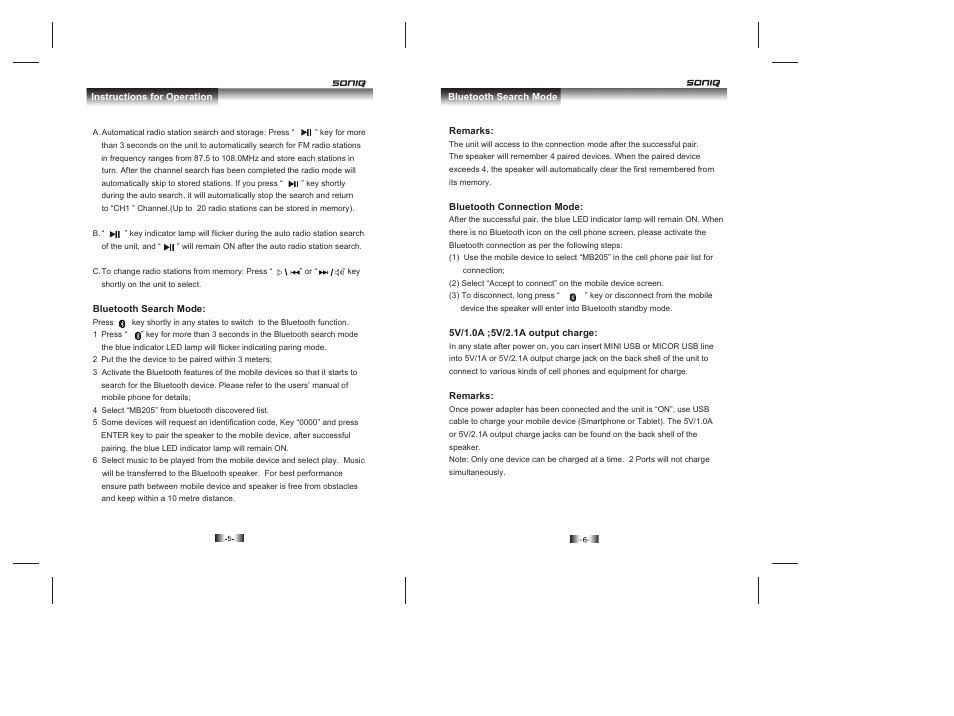 SONIQ MB205 User Manual | Page 4 / 6