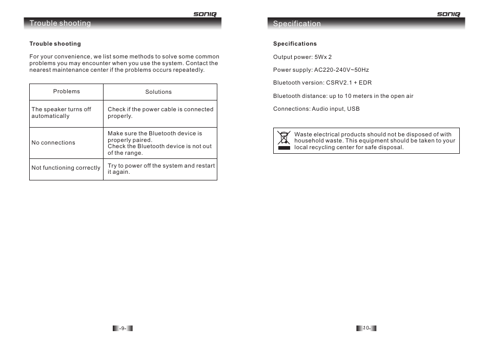 SONIQ MB206 User Manual | Page 6 / 6