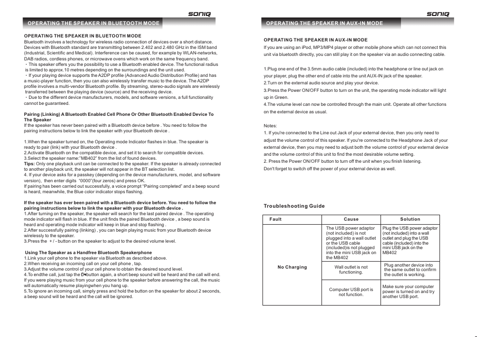 SONIQ MB402 User Manual | Page 4 / 6
