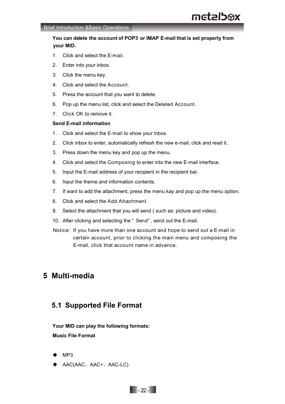 5 multi-media, 1 supported file format, 10 acess to application program | 12 memory card | SONIQ MP10 User Manual | Page 25 / 47