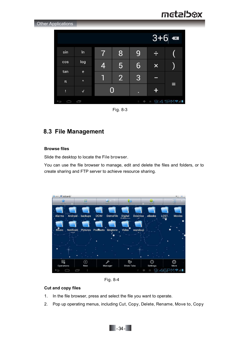 3 file management, 3 camera | SONIQ MP10 User Manual | Page 37 / 47