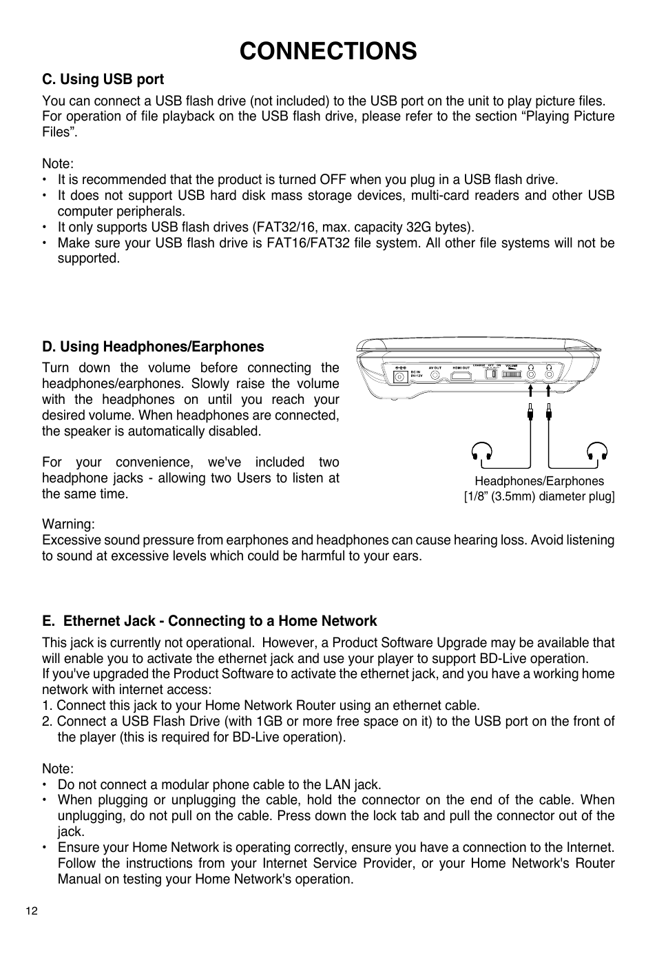 Connections | SONIQ PB100 User Manual | Page 12 / 24