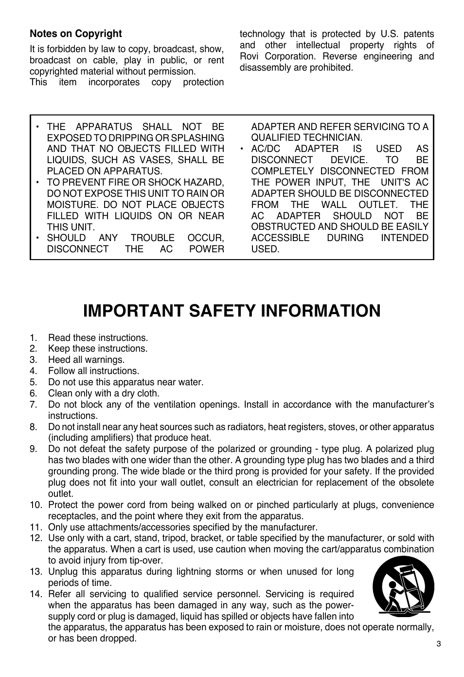 Important safety information | SONIQ PB100 User Manual | Page 3 / 24