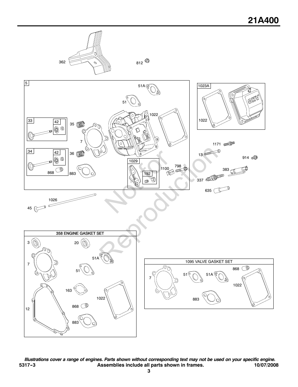 Not for reproduction | Briggs & Stratton 21A400 User Manual | Page 3 / 16