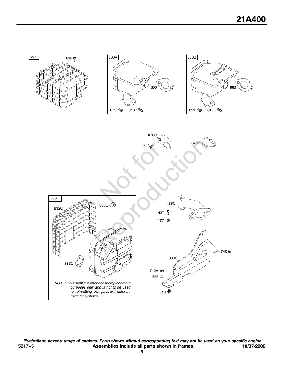 Not for reproduction | Briggs & Stratton 21A400 User Manual | Page 5 / 16