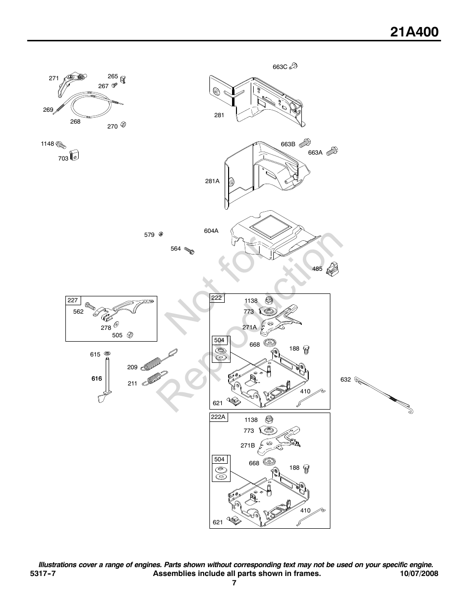 Not for reproduction | Briggs & Stratton 21A400 User Manual | Page 7 / 16