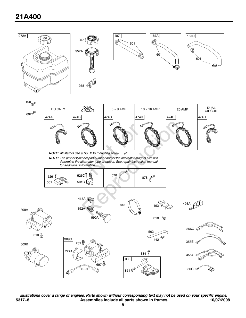 Not for reproduction | Briggs & Stratton 21A400 User Manual | Page 8 / 16