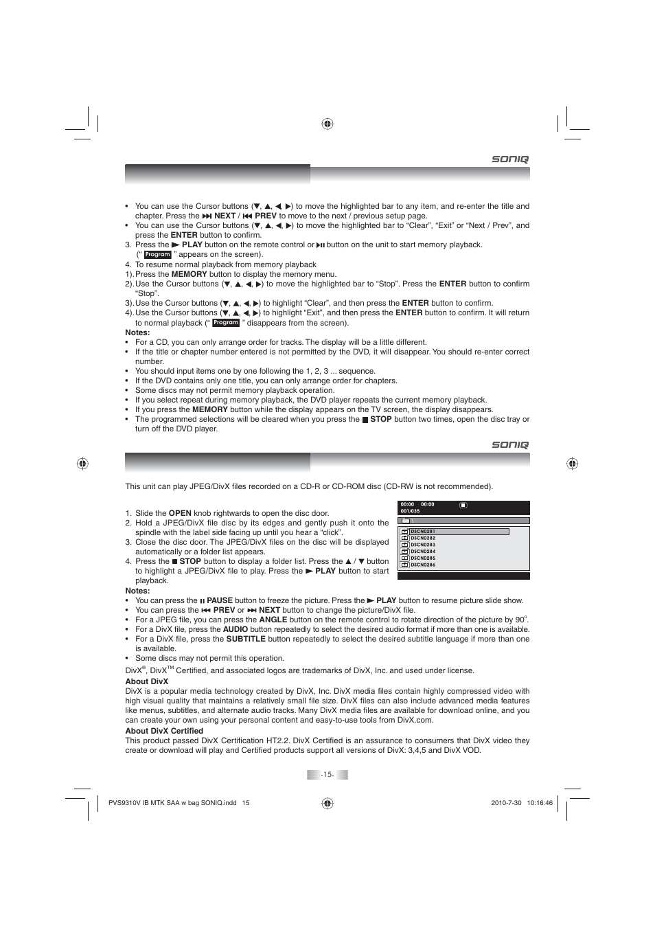 SONIQ PD100 User Manual | Page 15 / 19