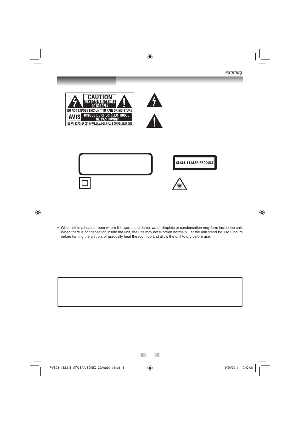 SONIQ PD101 User Manual | 12 pages