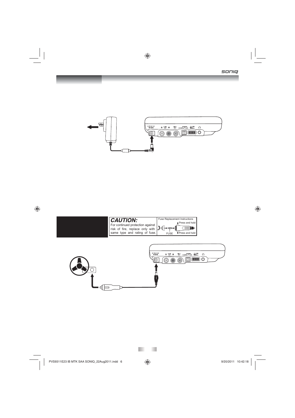 Power supply | SONIQ PD101 User Manual | Page 6 / 12