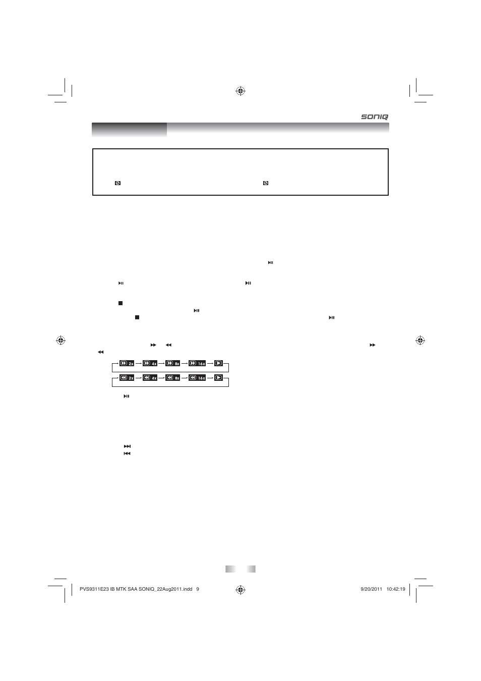 Playing a disc | SONIQ PD101 User Manual | Page 9 / 12