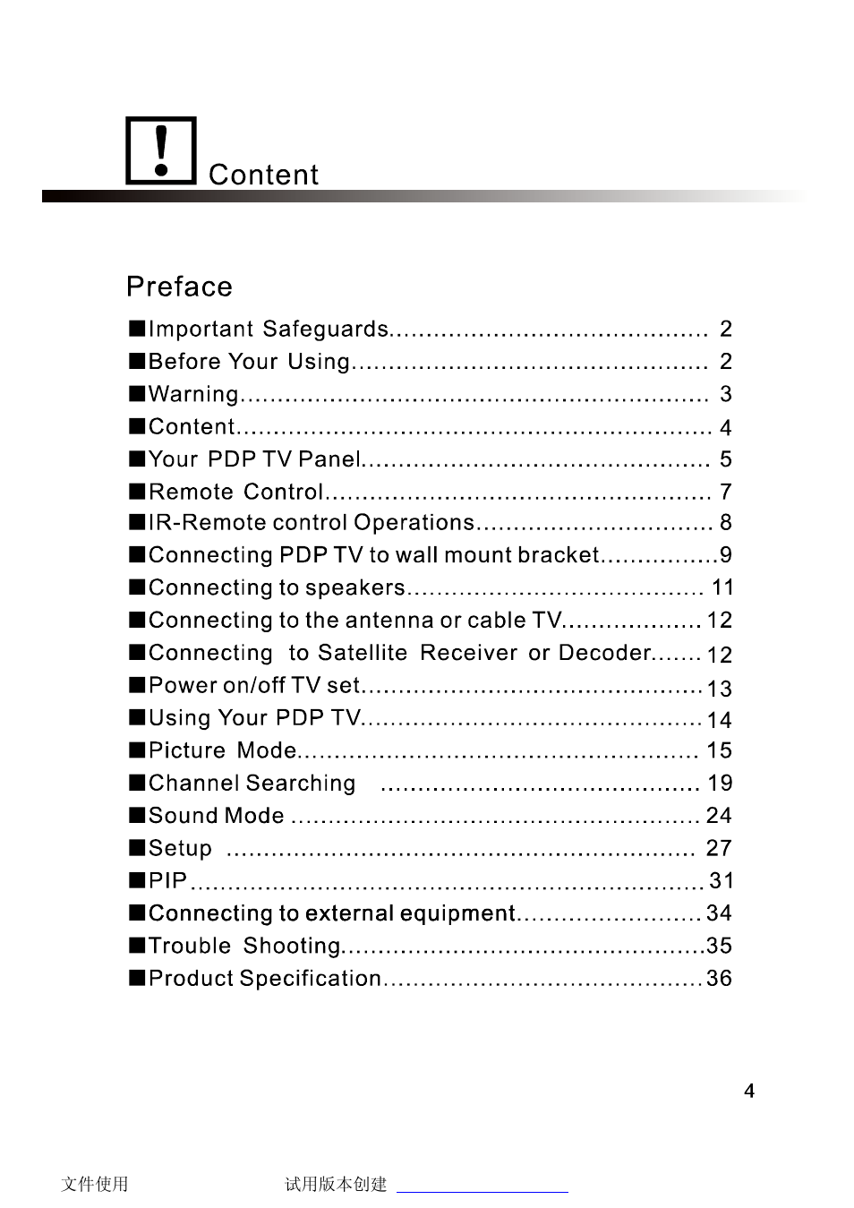 SONIQ PT50HD User Manual | Page 4 / 37