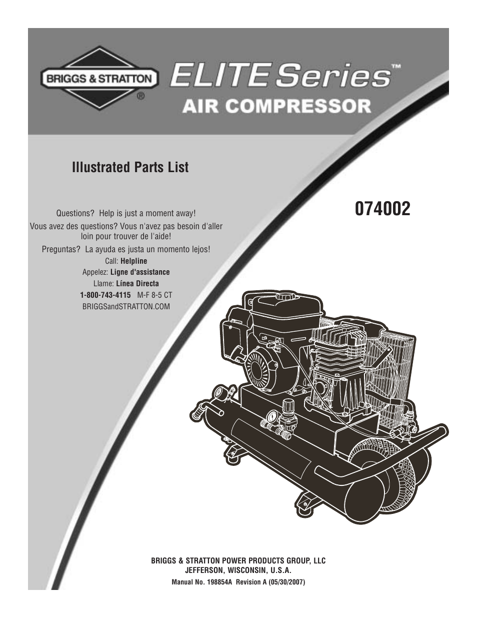 Briggs & Stratton 074002 User Manual | 3 pages