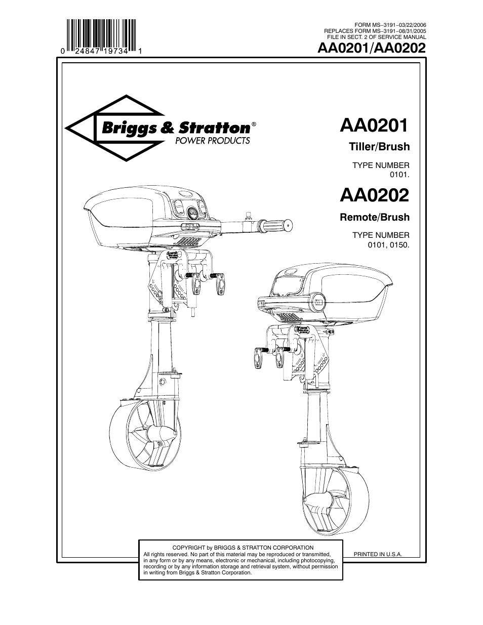 Briggs & Stratton AA0202 User Manual | 9 pages
