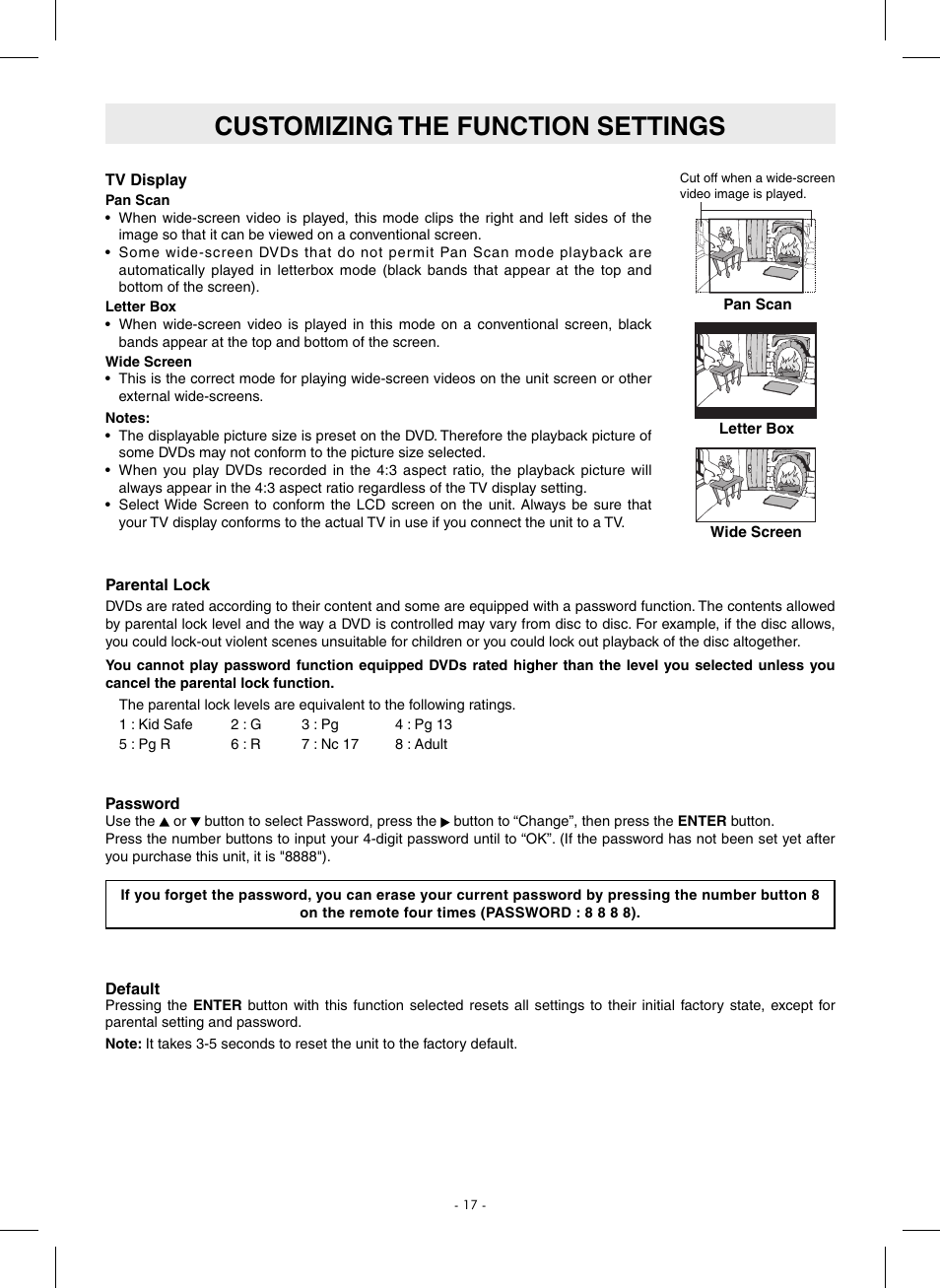 Customizing the function settings | SONIQ QMD110GB User Manual | Page 18 / 20