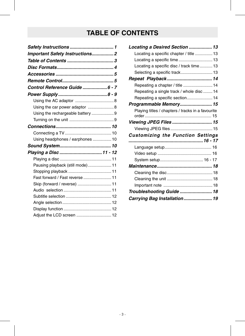 SONIQ QMD110GB User Manual | Page 4 / 20