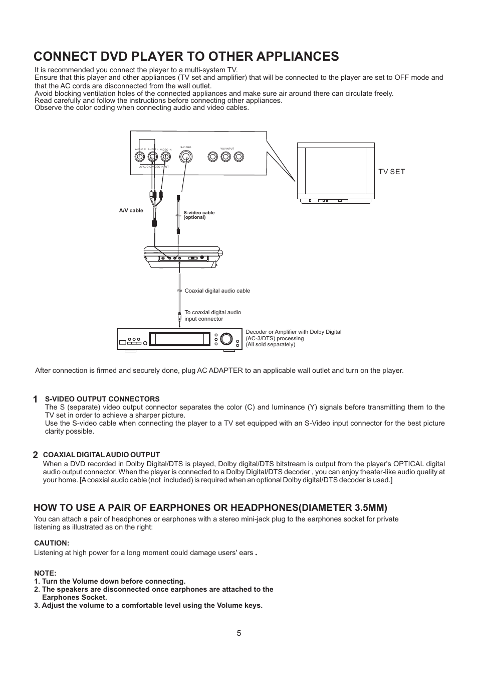 Connect dvd player to other appliances | SONIQ QMD70B User Manual | Page 6 / 12