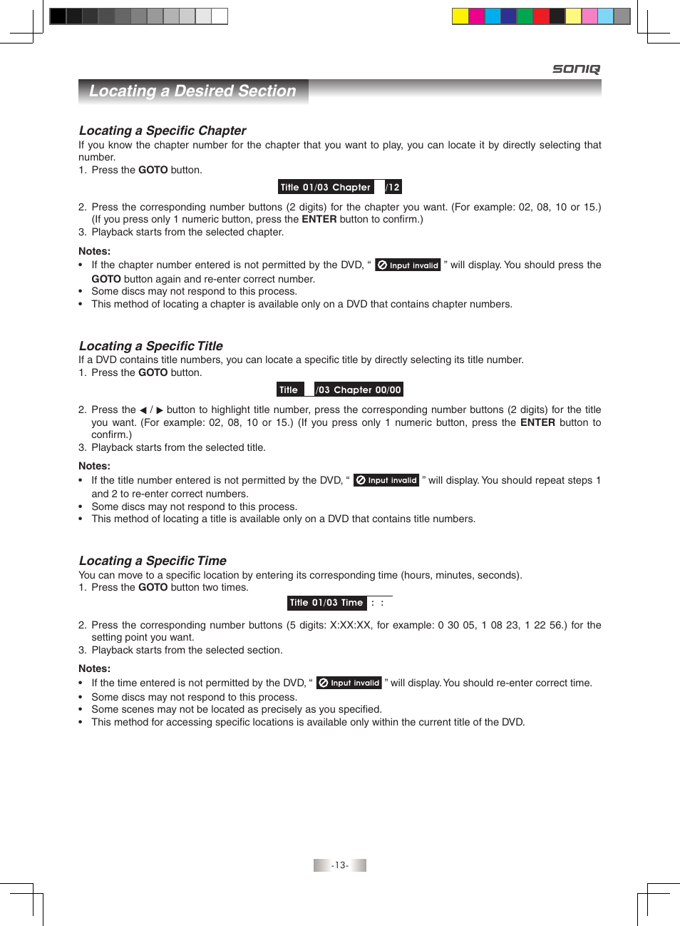 SONIQ QMD71B User Manual | Page 13 / 19