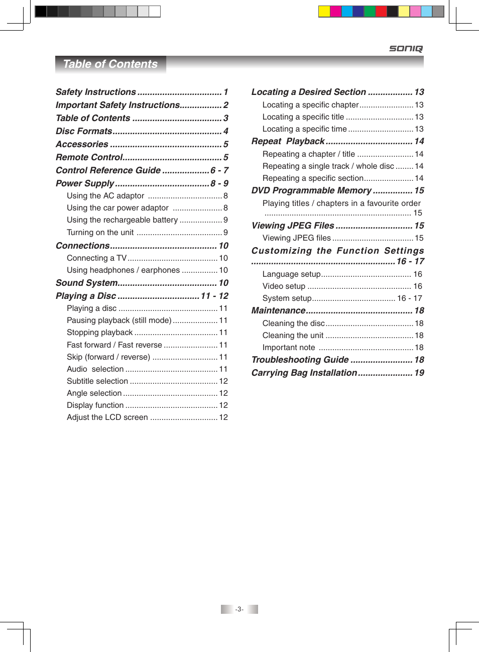 SONIQ QMD71B User Manual | Page 3 / 19