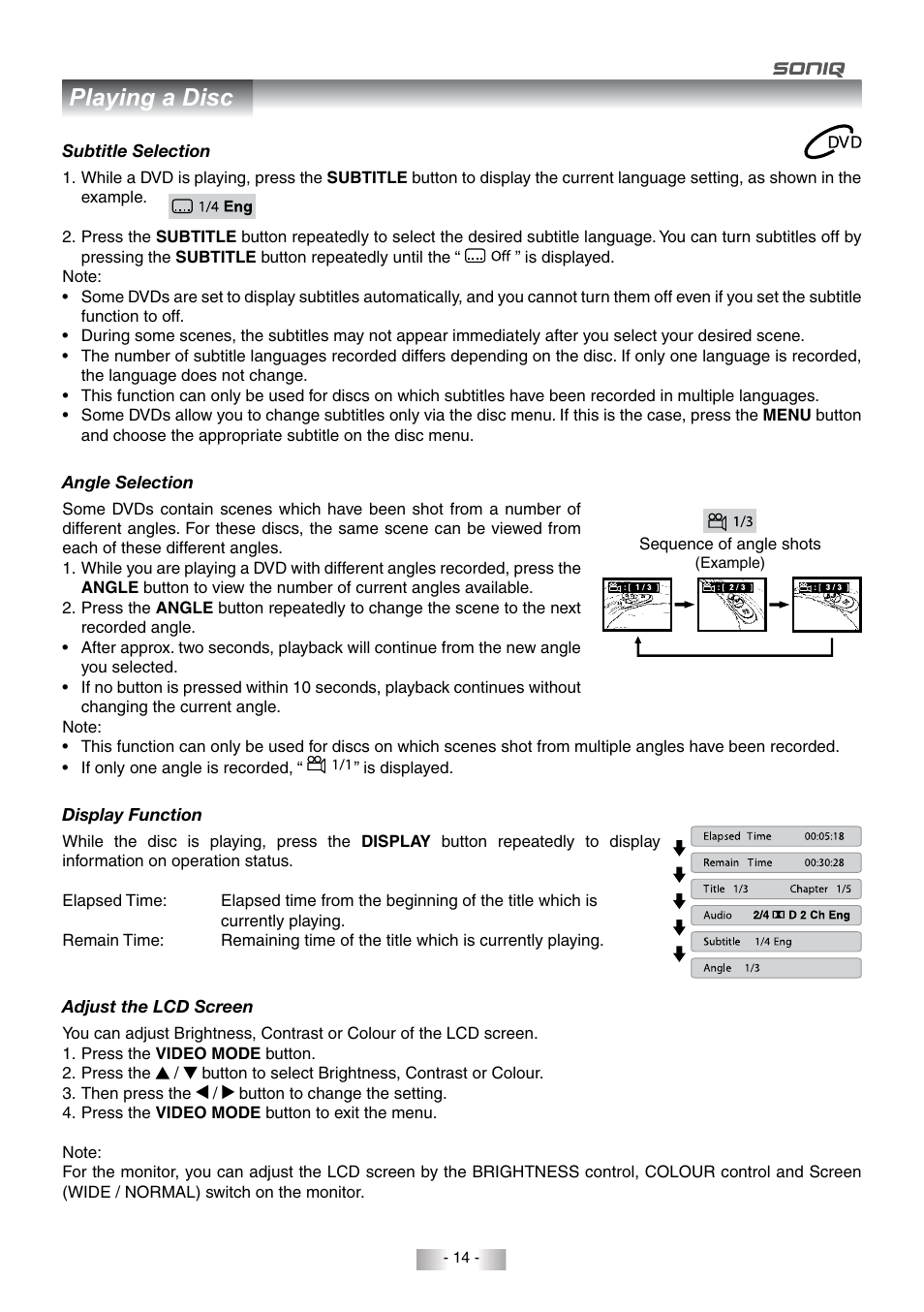 Playing a disc | SONIQ QMD78DS User Manual | Page 15 / 24