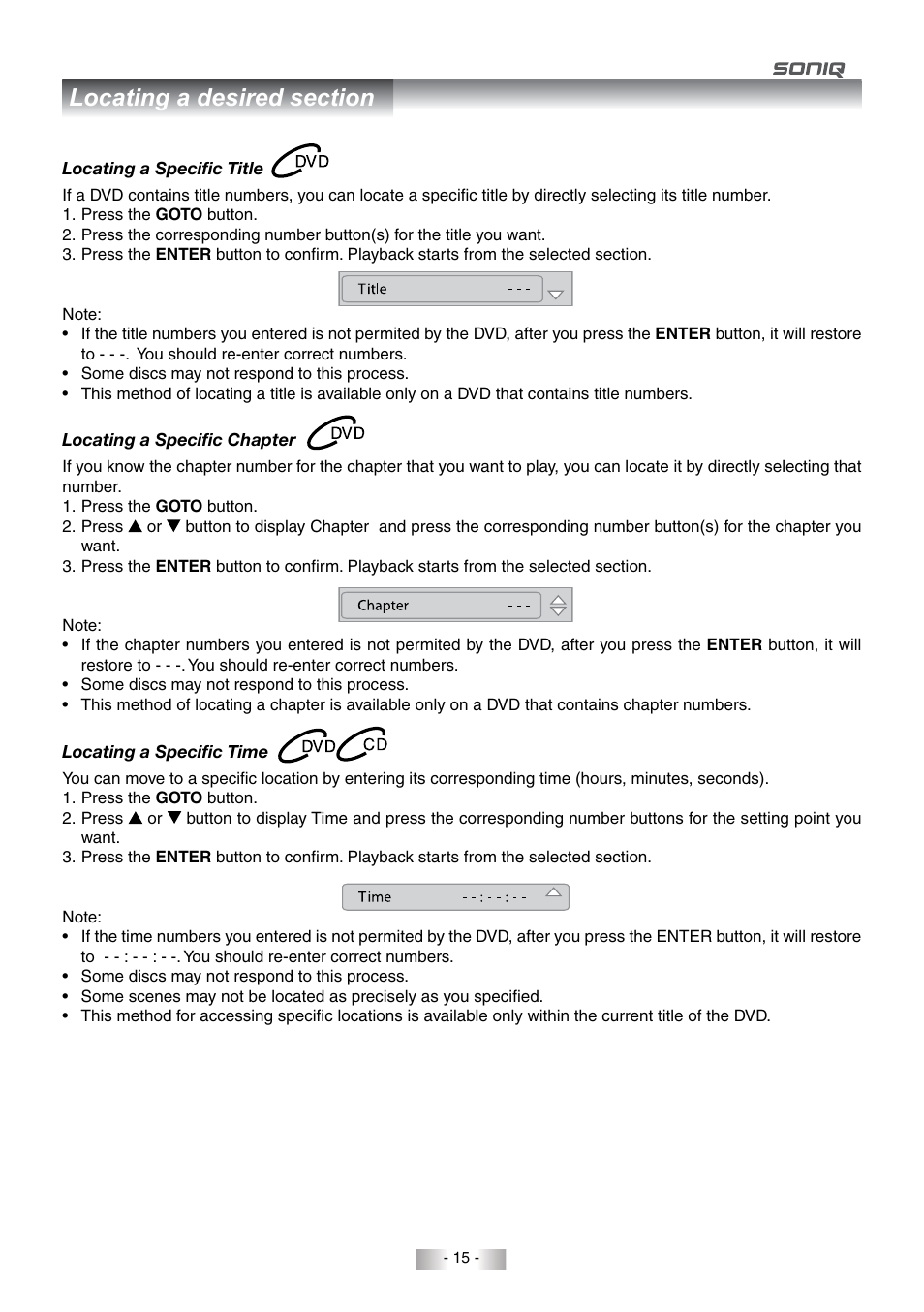 SONIQ QMD78DS User Manual | Page 16 / 24