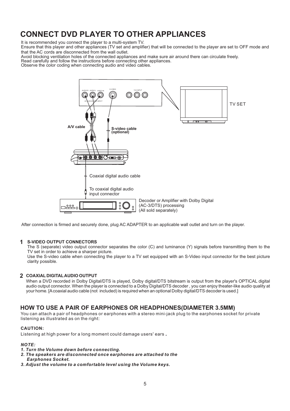Connect dvd player to other appliances | SONIQ QMD90B User Manual | Page 6 / 12