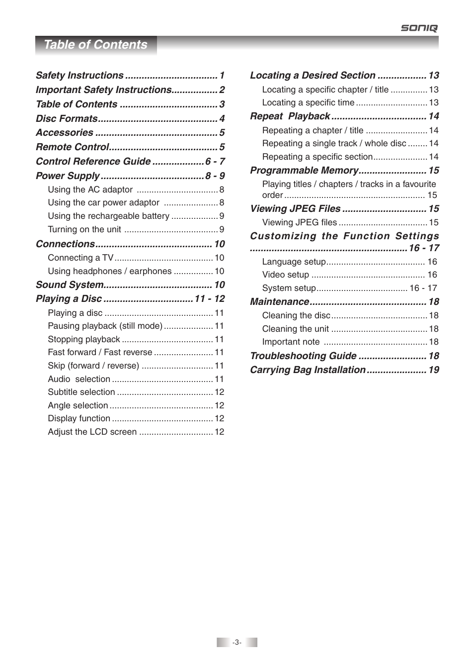 SONIQ QMD93B User Manual | Page 4 / 21