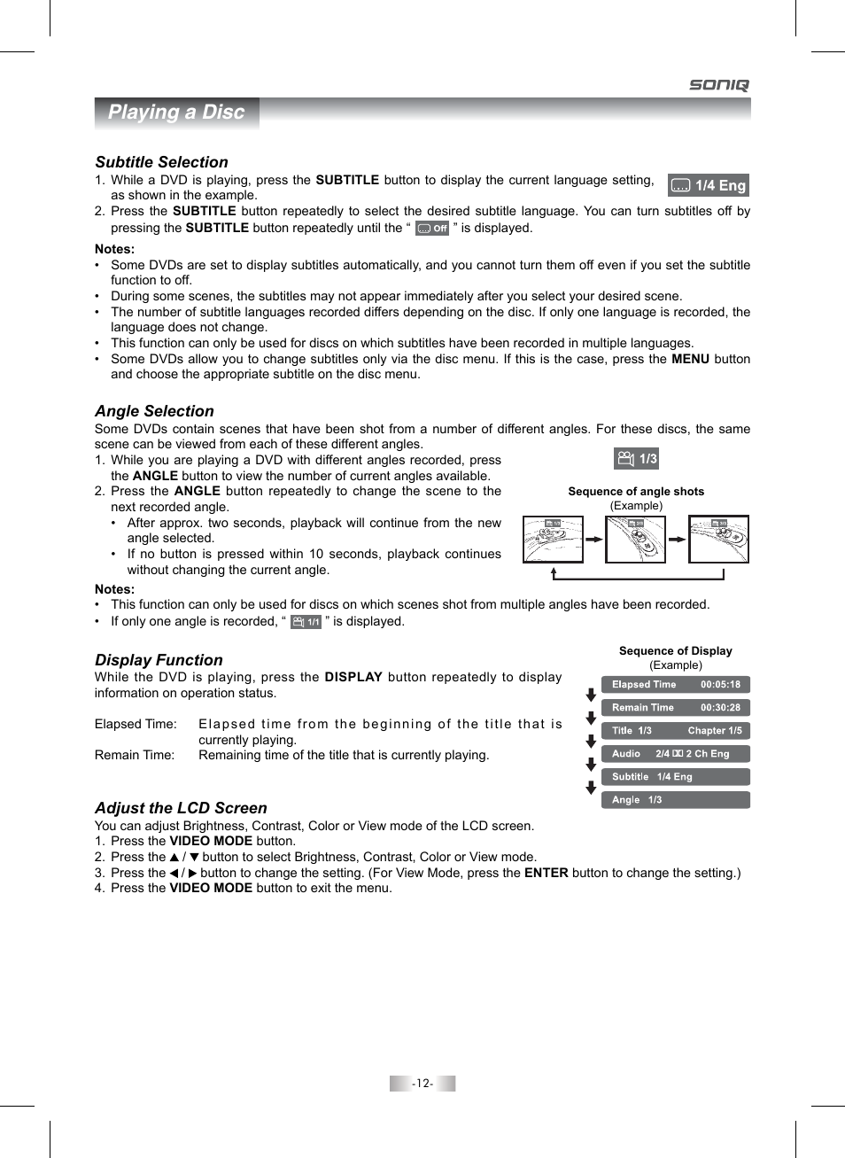Playing a disc | SONIQ QMI92GB User Manual | Page 13 / 24